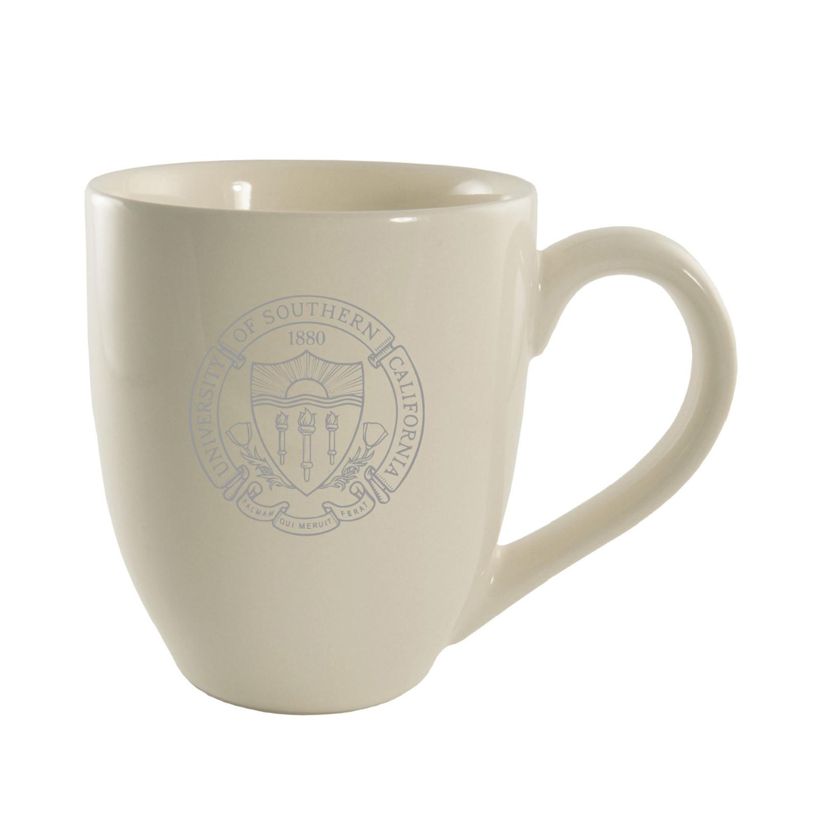 USC Trojans Cream Seal Engraved Bistro Mug 1